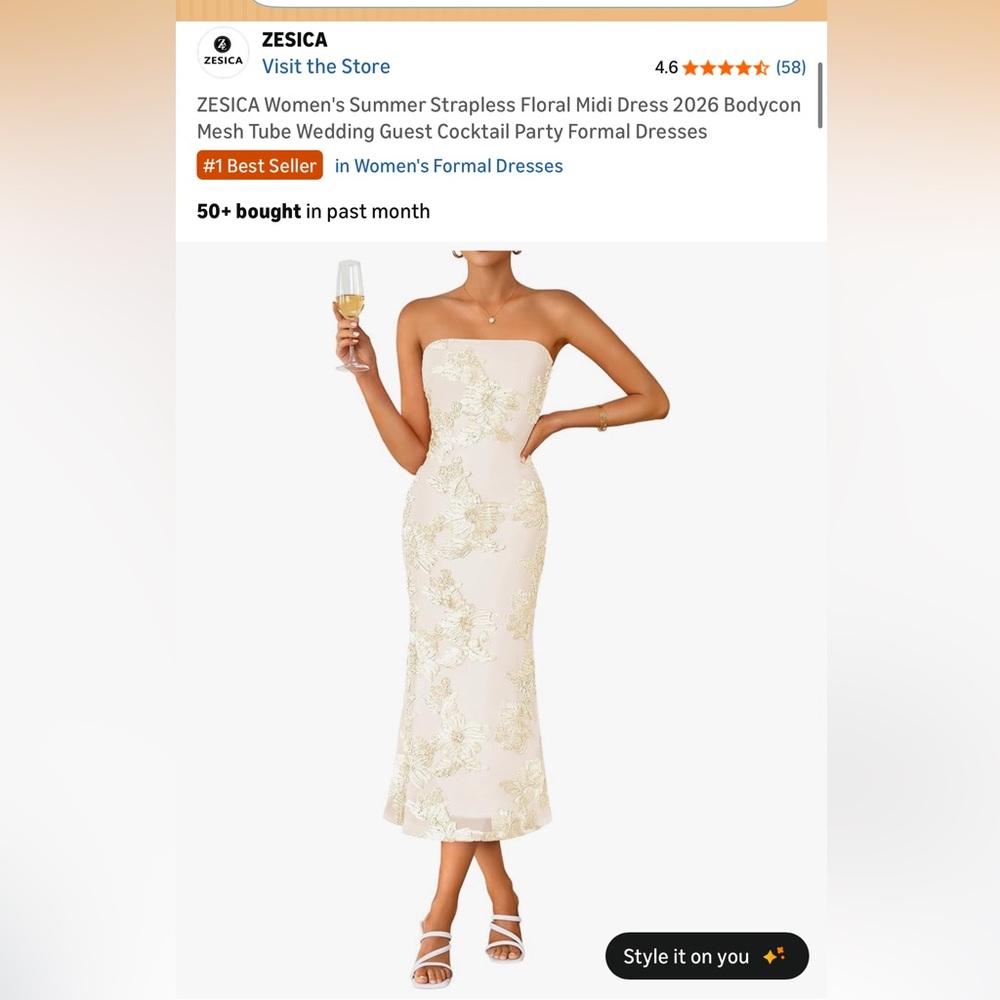 NWT Women's Cream Floral Midi Dress